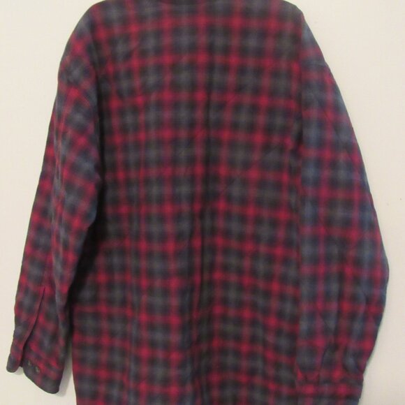 Timberland Quilted Fleece Shirt Jacket Men's Medium Red/Gray Plaid Fleece - Picture 5 of 8
